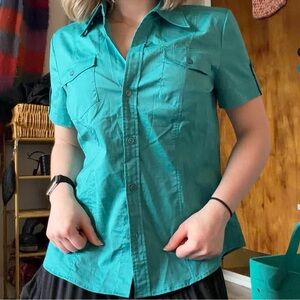 New York & Company Turquoise Short Sleeve Men's Shirt